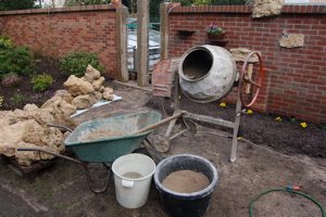 putting tufa rocks in the new tufa wall