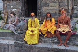 Sadhus (holy men in Nepal) at Pashupatinath temple